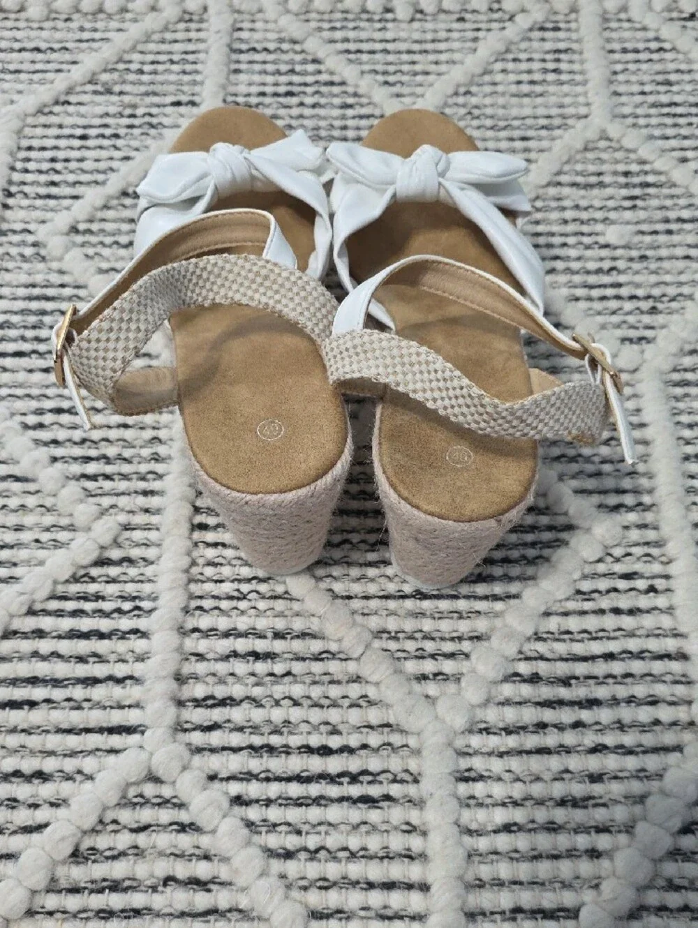 White Knot Espadrille Wedge Sandals - Women
